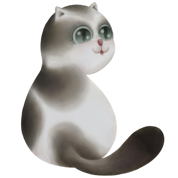 Personagem de desenho animado de um animal de estimação adorável é um bonito gato persa sentado de frente para trás na ilustração