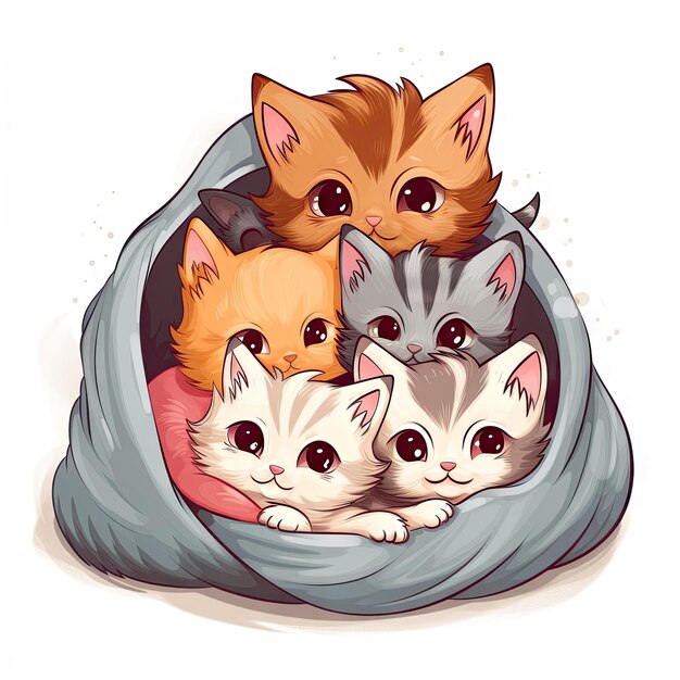 Foto personagem de desenho animado de um grupo de gatinhos adoráveis juntos