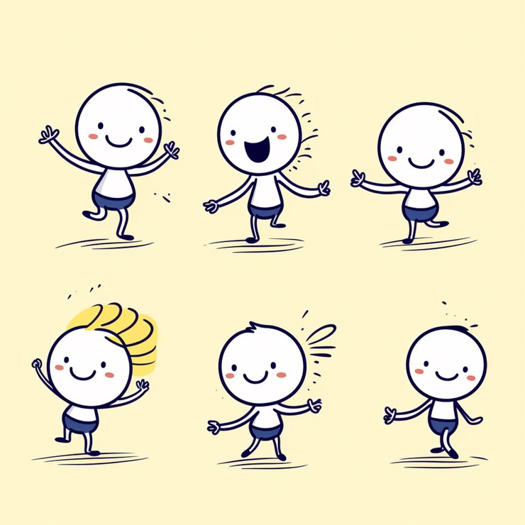 Foto personagem de desenho animado de um homem fazendo diferentes poses com uma banana generativa ai