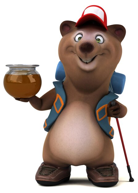 Personagem de desenho animado divertido 3d urso mochileiro