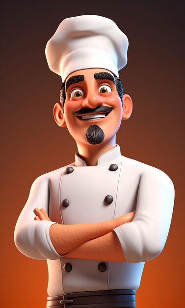 Foto personagem de desenho animado do chef 3d