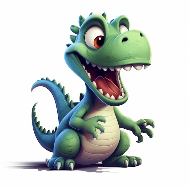 Personagem de desenho animado do dinossauro Rex em um fundo branco