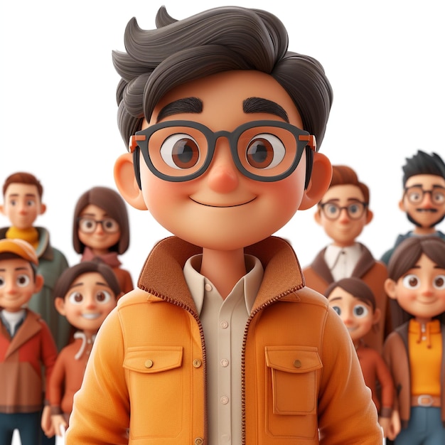 Personagem de desenho animado em 3D.