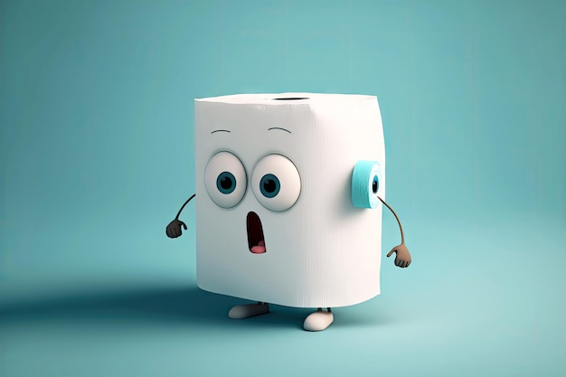 Personagem de desenho animado fofo de papel higiênico