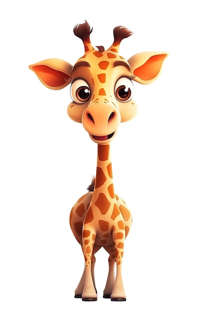 personagem de desenho animado girafa feliz em um fundo branco isolado ilustração generativa de IA