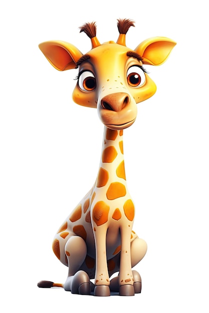personagem de desenho animado girafa fofa em um fundo branco isolado ilustração generativa de IA
