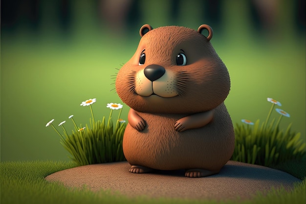 Personagem de Desenho Animado Marmota 3D Bonito