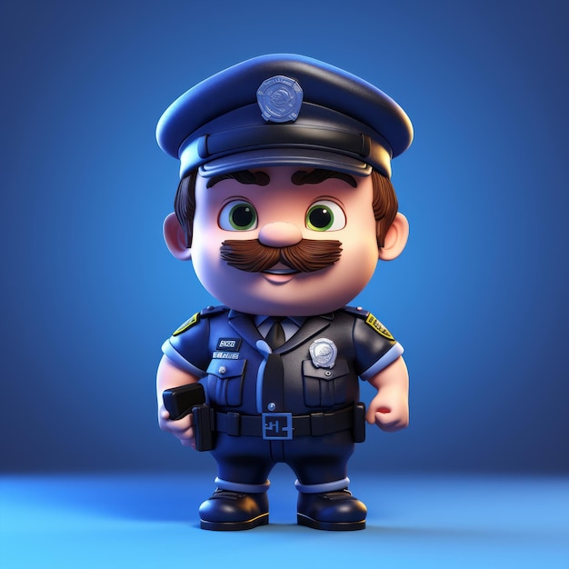 Foto personagem de desenho animado mini cop fofo com um bigode