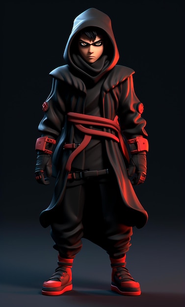 Personagem de desenho animado Ninja 3D