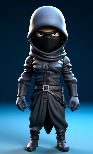 Personagem de desenho animado Ninja 3D