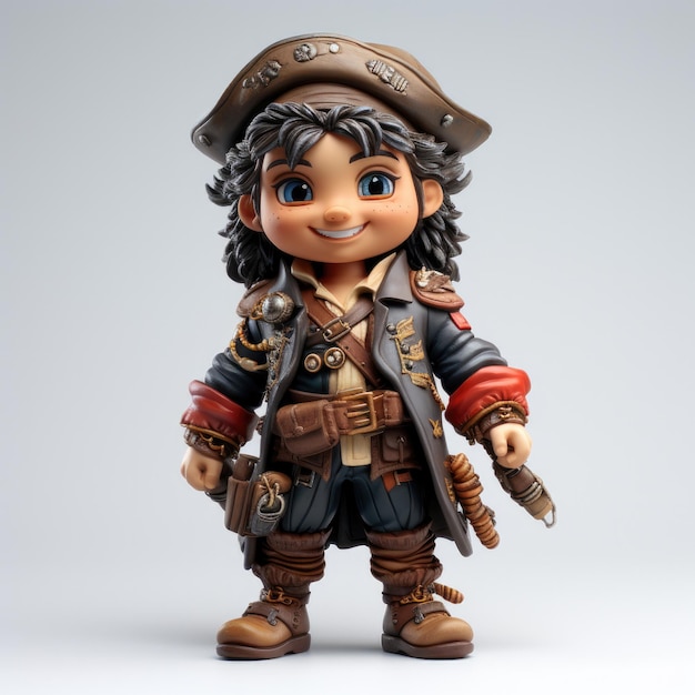 Personagem de desenho animado pirata isolado em branco