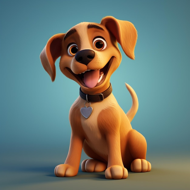 Foto personagem de desenho animado renderizado em 3d de um cachorro bonito