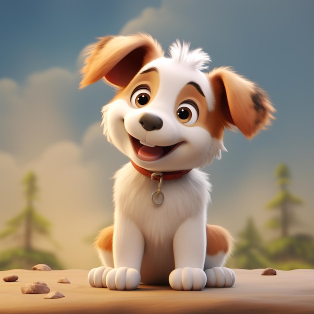 Personagem de desenho animado renderizado em 3D de um cachorro bonito