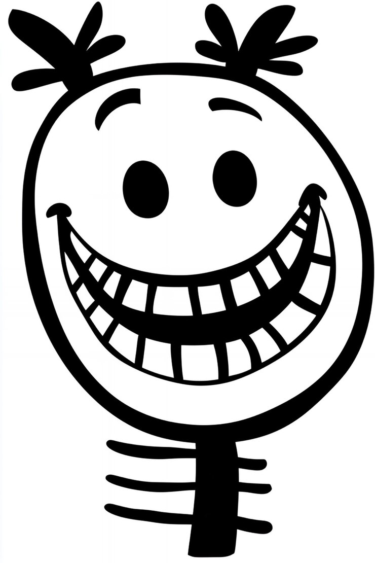 Foto personagem de desenho animado sorridente com dentes grandes