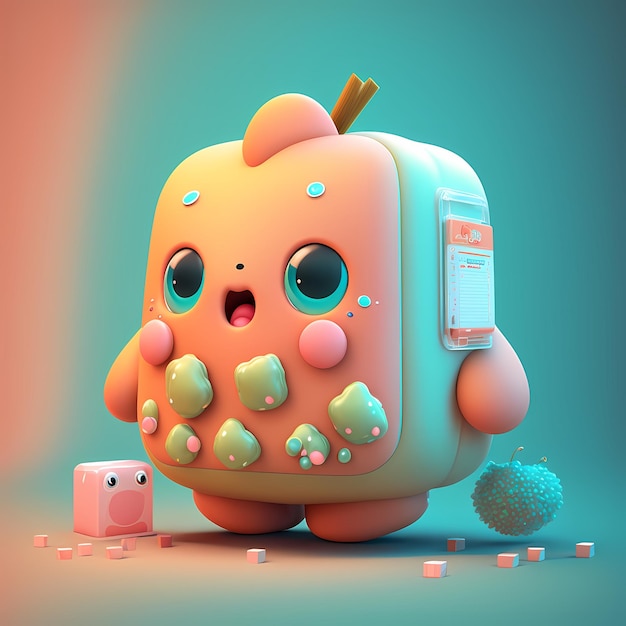 Personagem de design 3D kawaii ilustração adorável e fofa