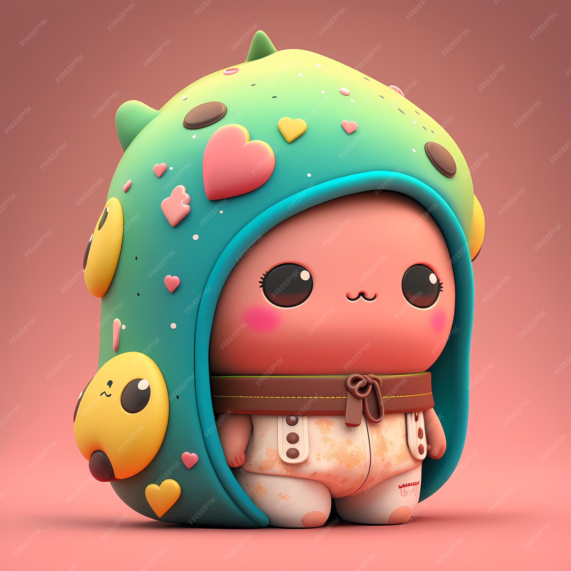 Personagem de design 3d kawaii ilustração adorável e fofa