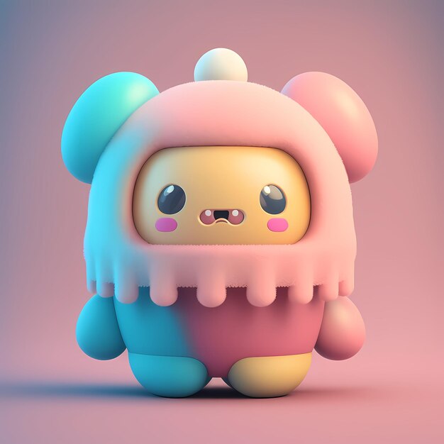 Foto personagem de design 3d kawaii ilustração adorável e fofa