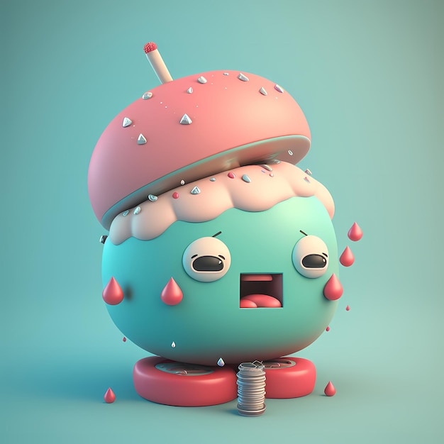 Personagem de design 3D kawaii ilustração adorável e fofa