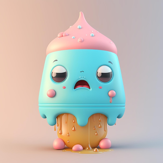 Personagem de design 3D kawaii ilustração adorável e fofa