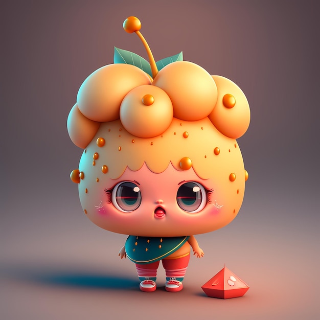 Foto personagem de design 3d kawaii ilustração adorável e fofa