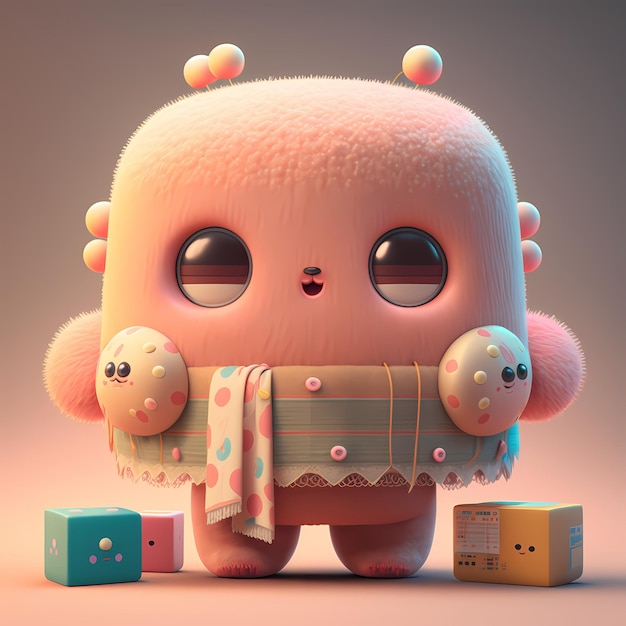 Personagem de design 3D kawaii ilustração adorável e fofa