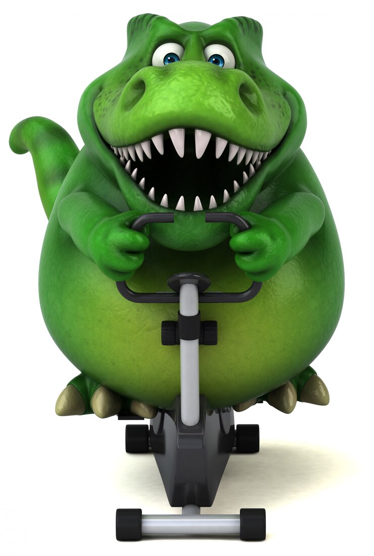Foto personagem de dinossauro 3d engraçada fazendo exercícios