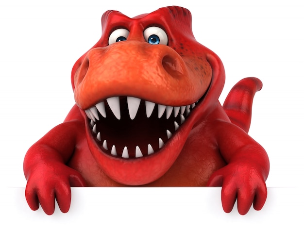 Personagem de dinossauro vermelho 3d engraçado