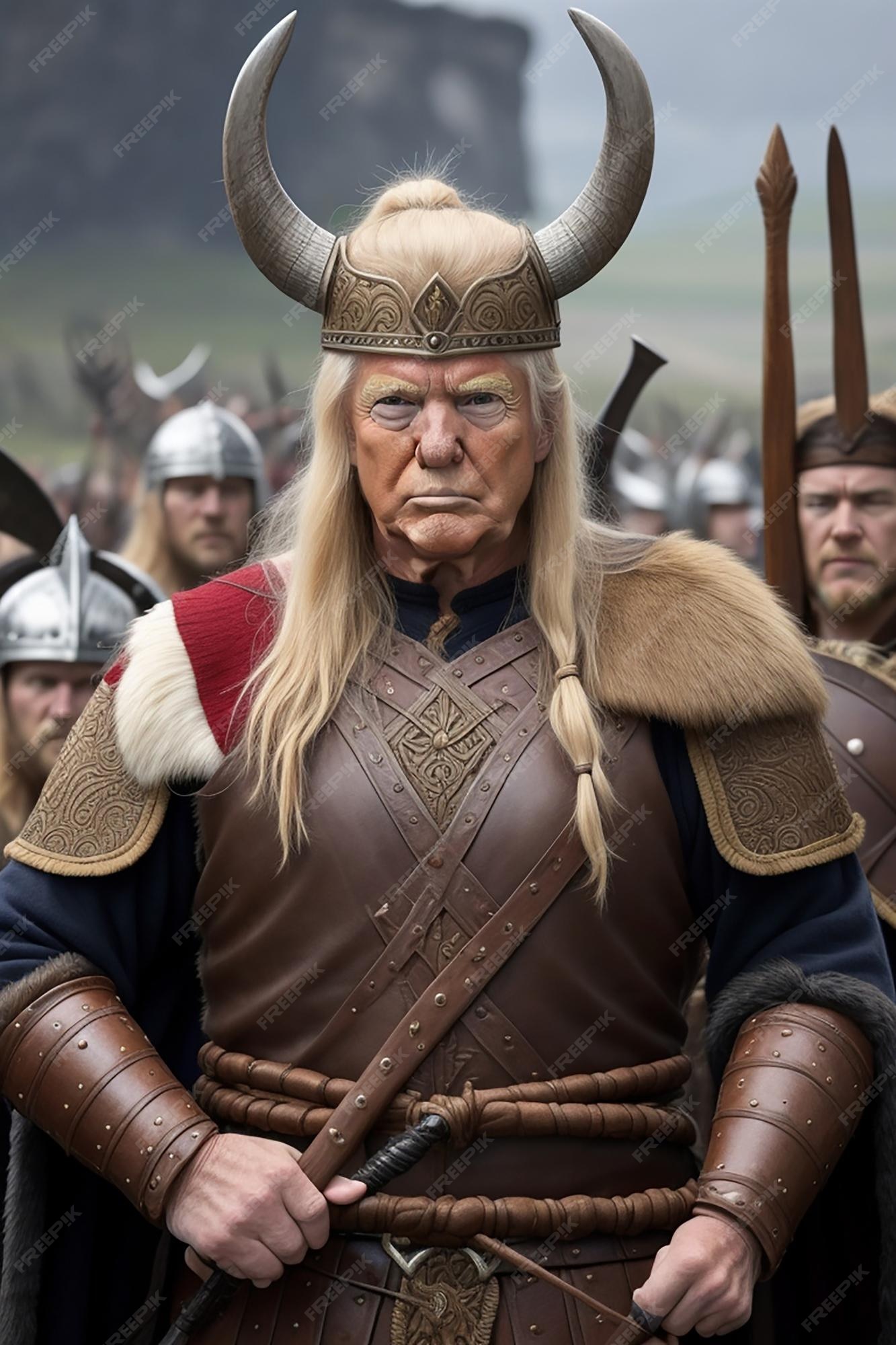 Personagem de fantasia viking trump foto ai gerada