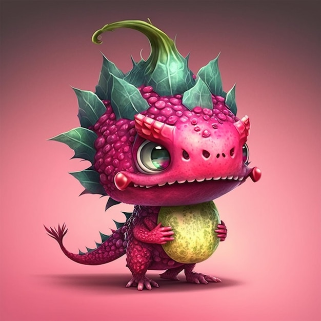 Personagem de fruta de dragão de desenho animado bonito