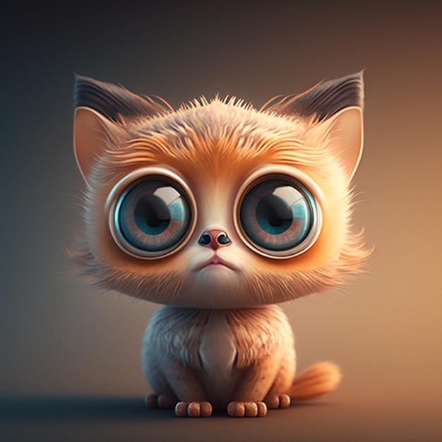 Personagem de gato fofo com olhos grandes