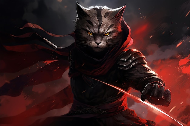 personagem de gato guerreiro ninja