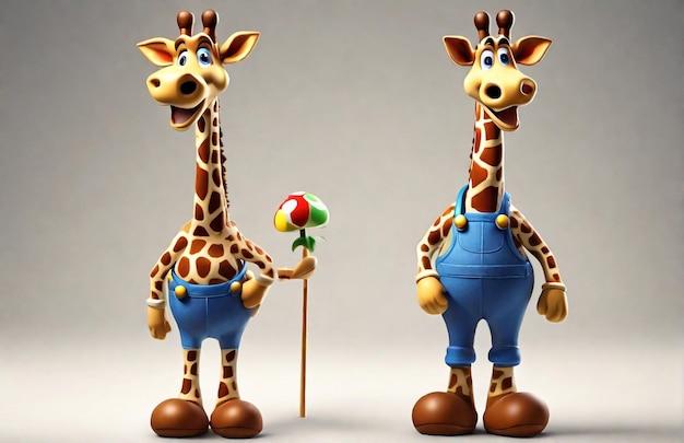 Foto personagem de girafa antropomórfica isolada no fundo