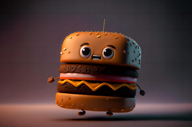 personagem de hambúrguer com uma expressão engraçada