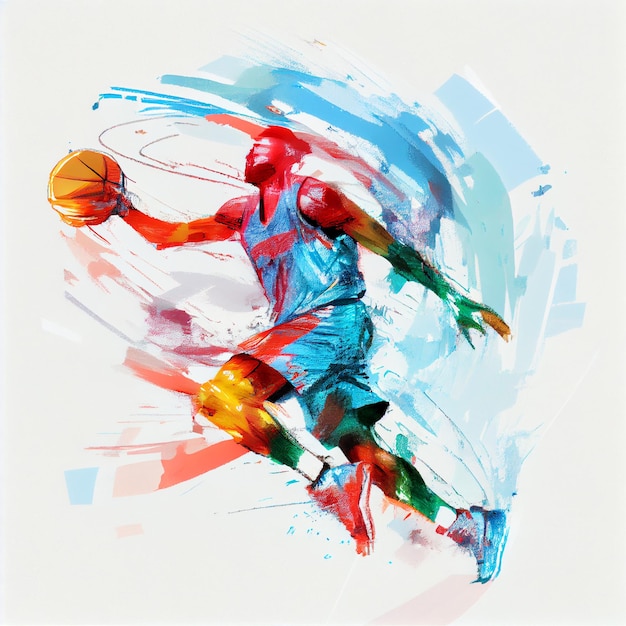 Personagem de ilustração de jogador de basquete em estilo abstrato
