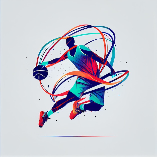 Personagem de ilustração de jogador de basquete em estilo abstrato