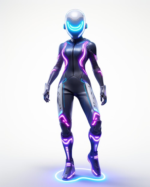 Foto personagem de jogo futurista de ficção científica 3d com avatar de robô ciborgue inspirado em fortnite e star wars