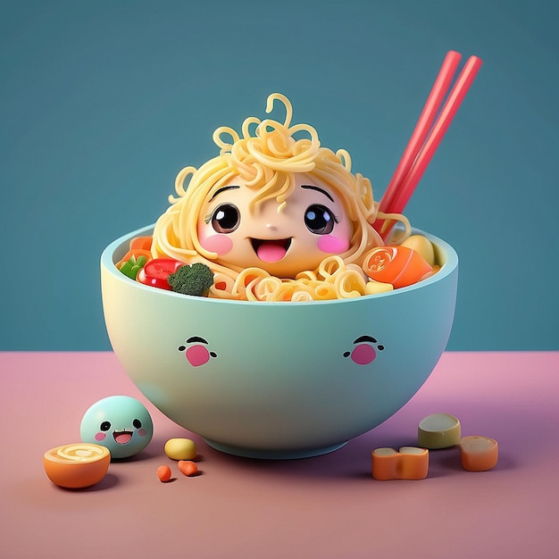 Personagem de macarrão bonito em 3D