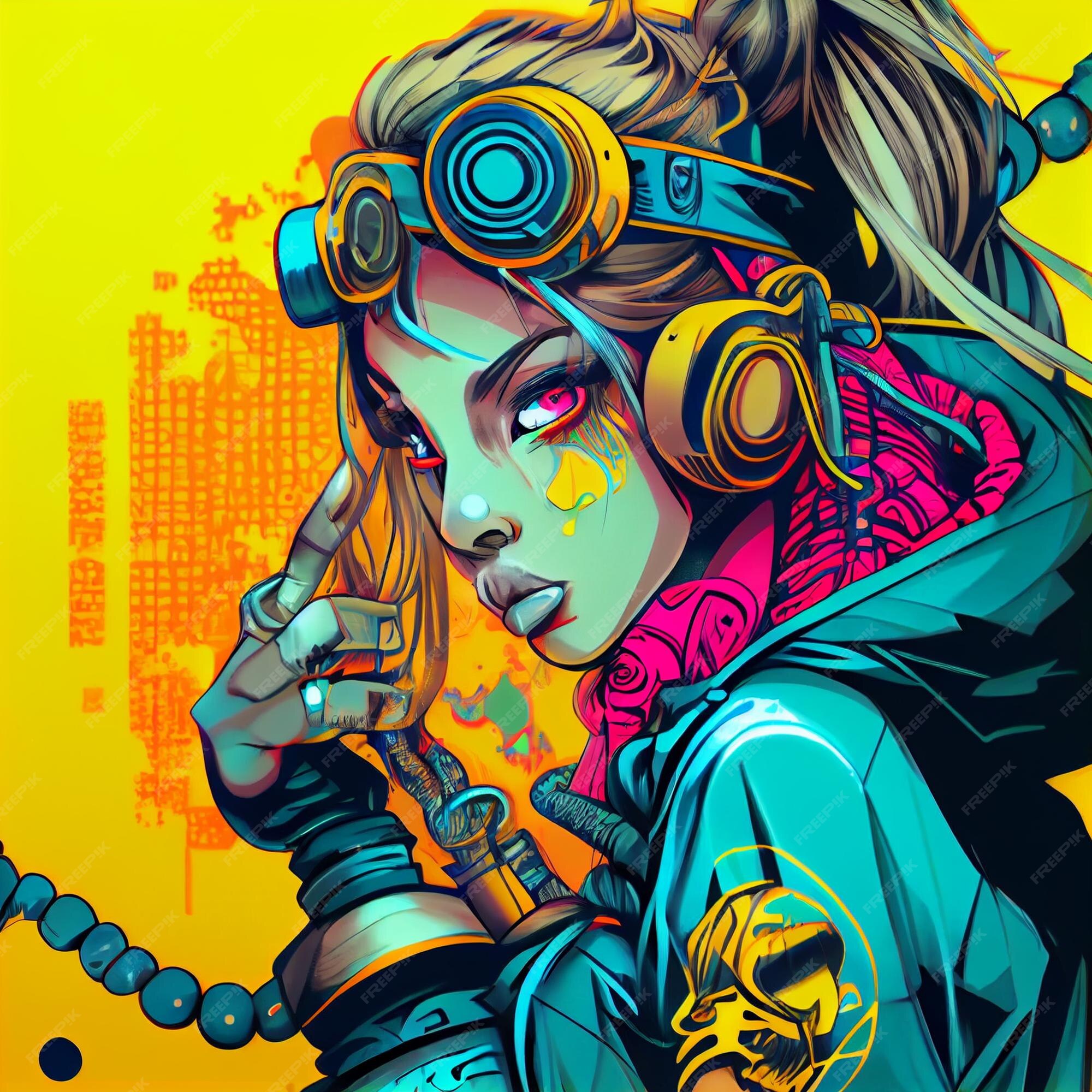 Design de personagens de mangá cyberpunk comics estilo de anime