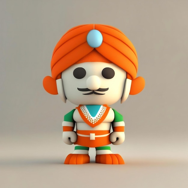 Personagem de mascote em cores laranja, verde e branco ia gerativa