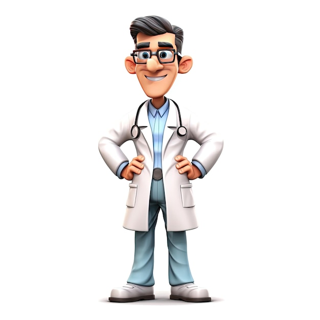 Personagem de médico isolado em fundo branco