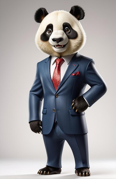 Foto personagem de panda antropomórfico isolado no fundo