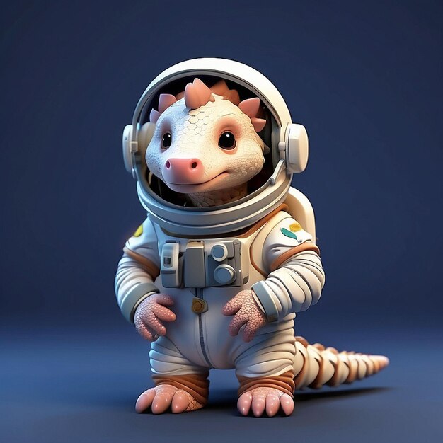 Foto personagem de pangolim astronauta em 3d