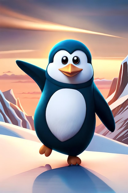 personagem de pinguim fofo