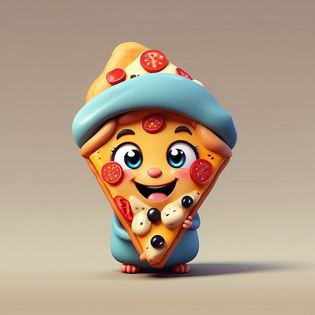 Personagem de pizza bonito em 3D