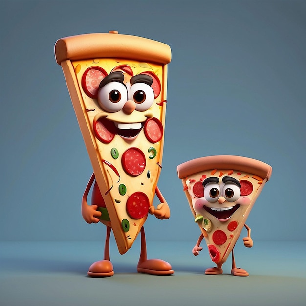 Personagem de pizza de desenho animado 3d