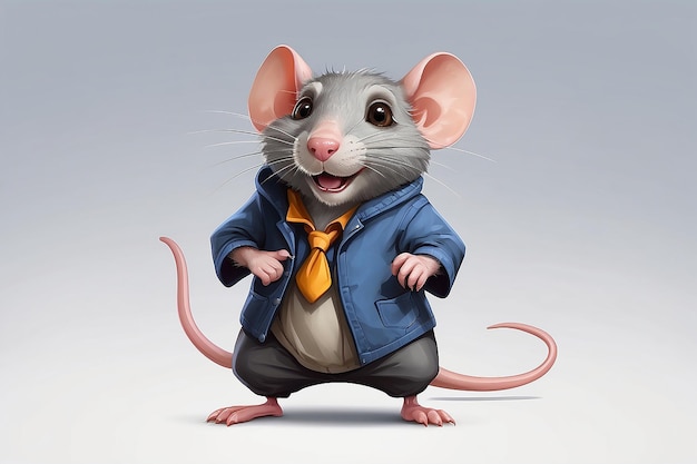 Personagem de rato antropomórfico isolado no fundo