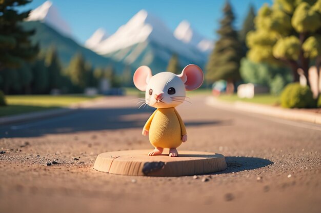 Foto personagem de rato de desenho animado cute closeup fotografia de animais papel de parede ilustração de fundo