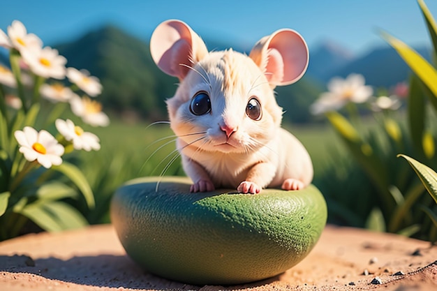 Personagem de rato de desenho animado Cute Closeup Fotografia de animais Papel de parede Ilustração de fundo