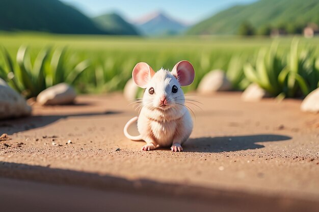 Personagem de rato de desenho animado Cute Closeup Fotografia de animais Papel de parede Ilustração de fundo