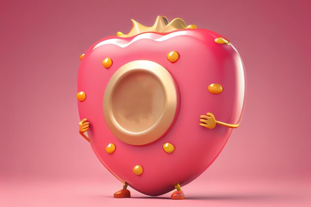 Personagem de sobremesa de rosquinha rosa de desenho animado vetor padaria Generative Ai